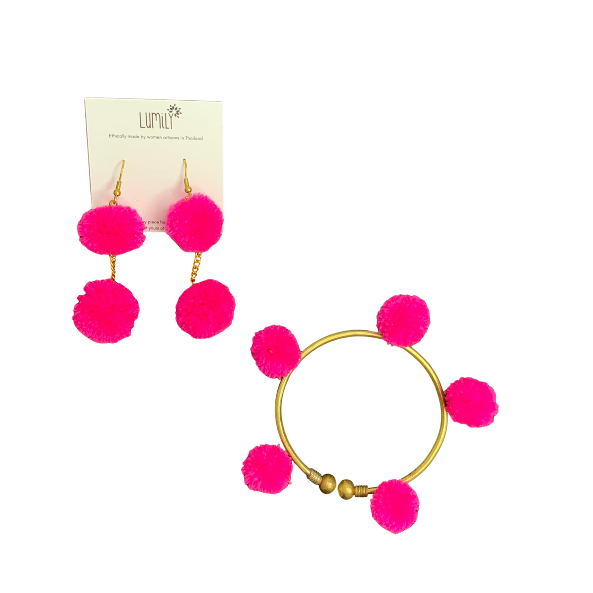 PomPom Brass Cuff Bracelet - Thailand