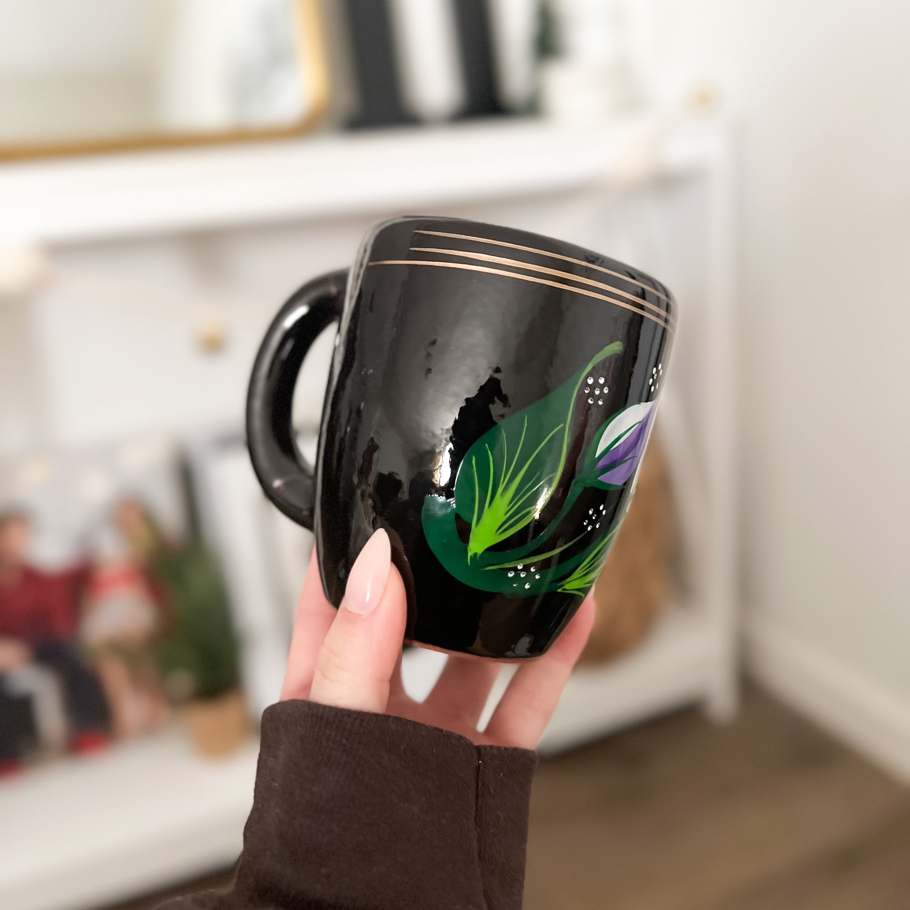 Taza regular artesanal floral