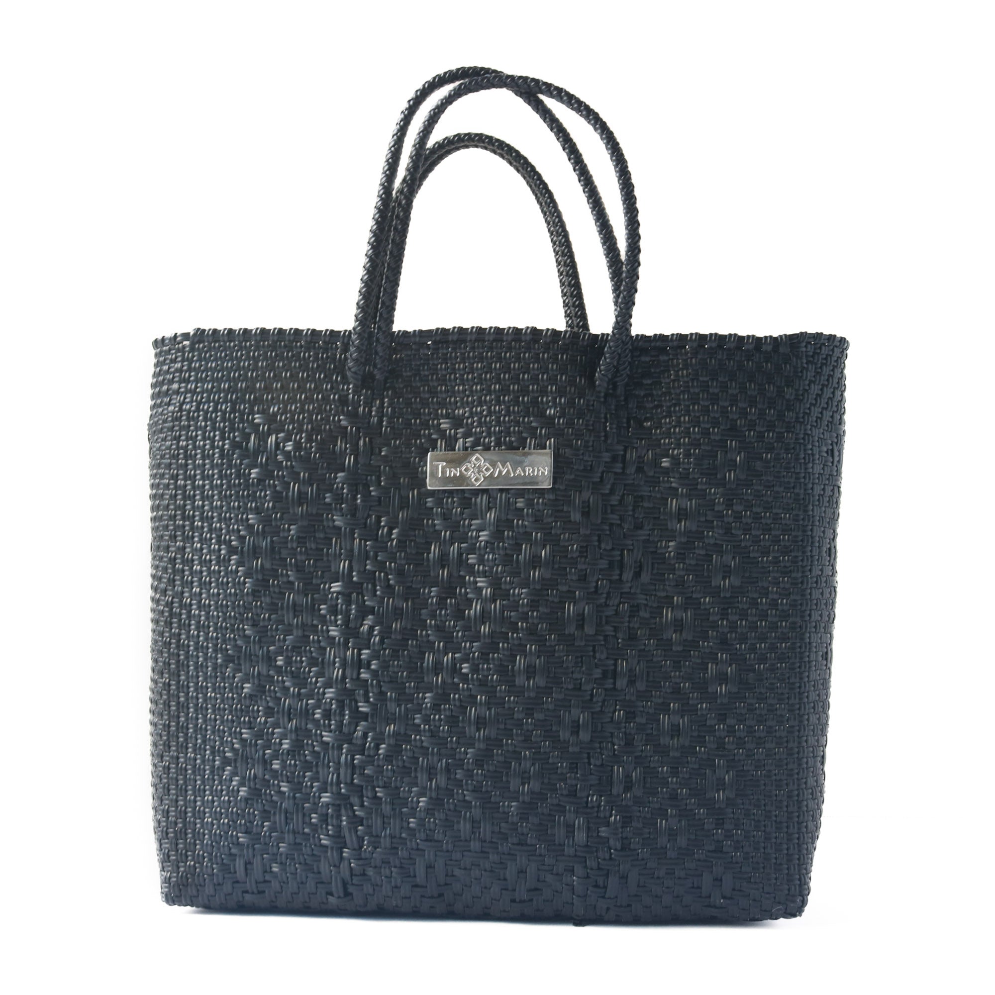 Bolso cruzado grande de tejido negro