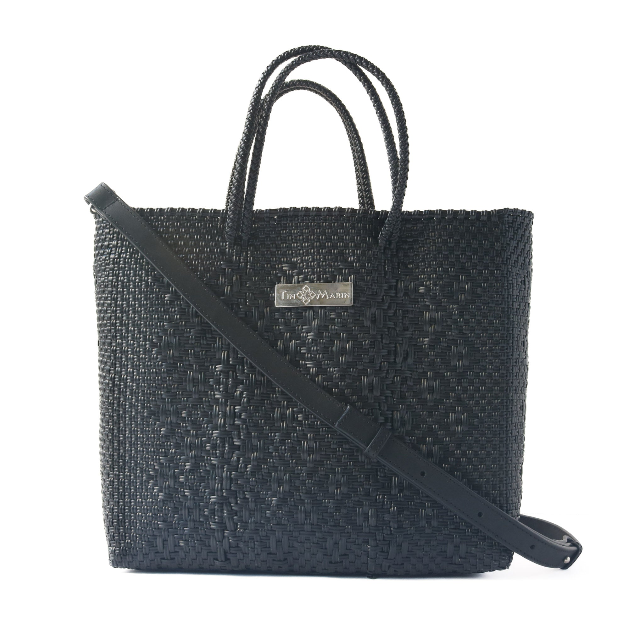 Bolso cruzado grande de tejido negro