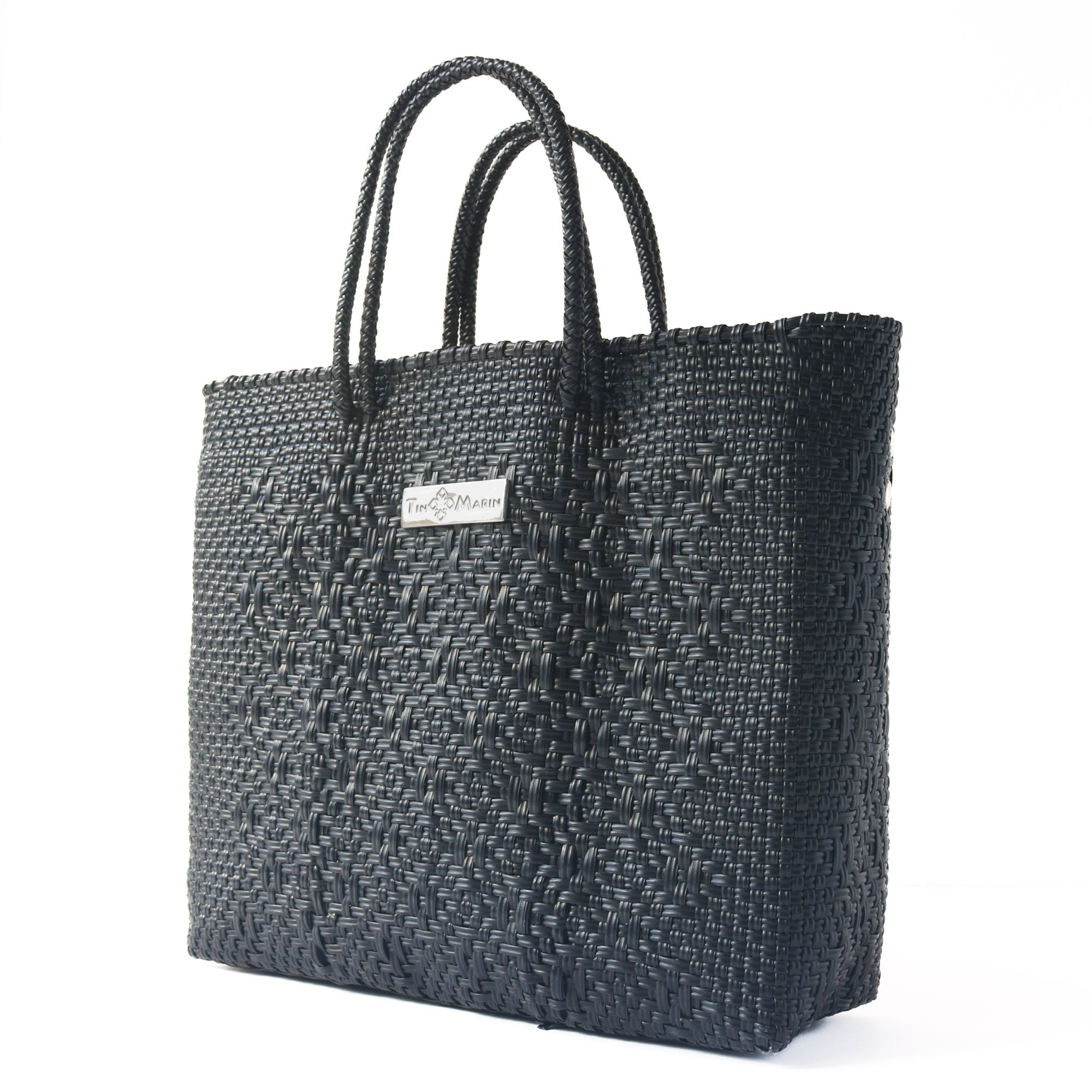 Bolso cruzado grande de tejido negro