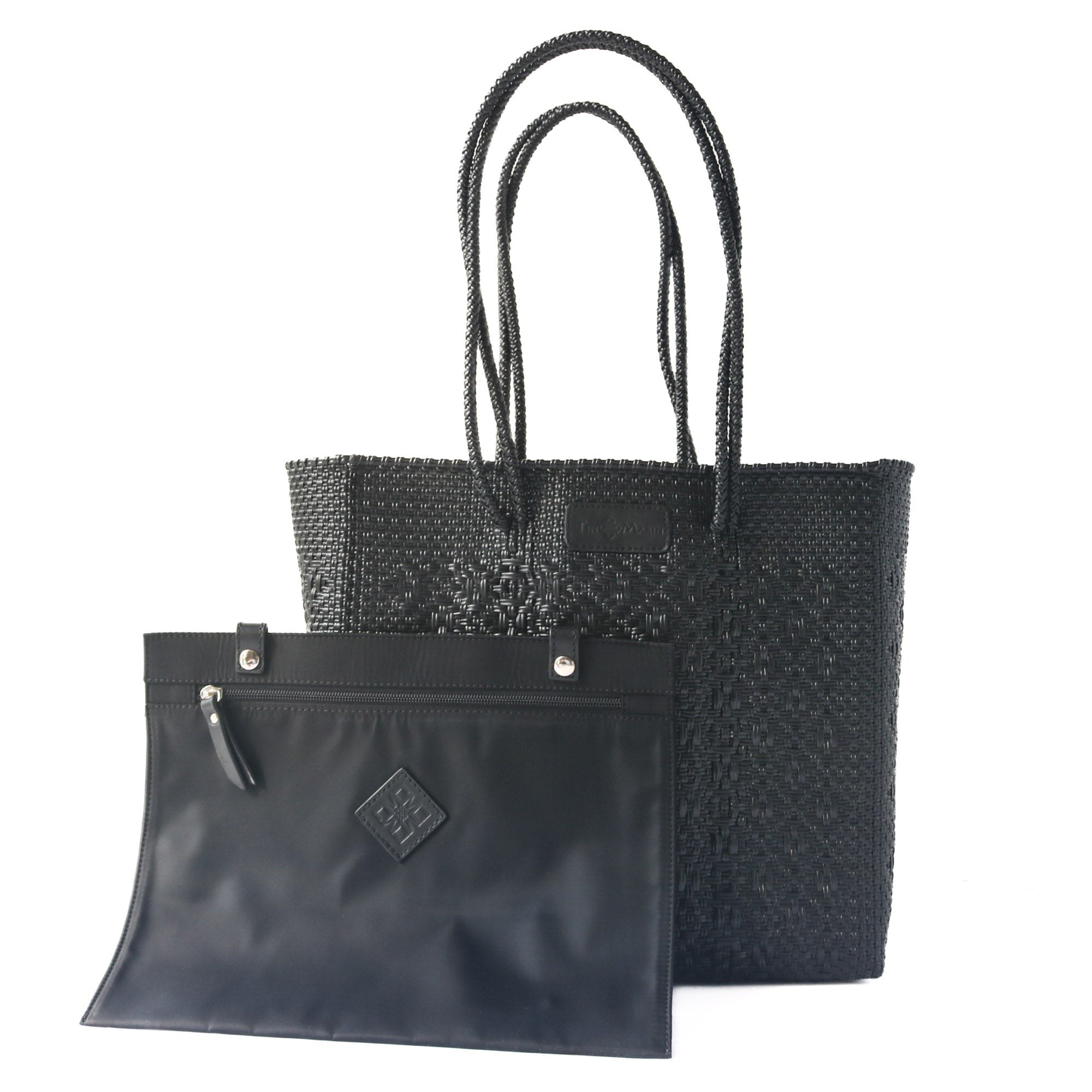 Bolso de mano de mimbre negro