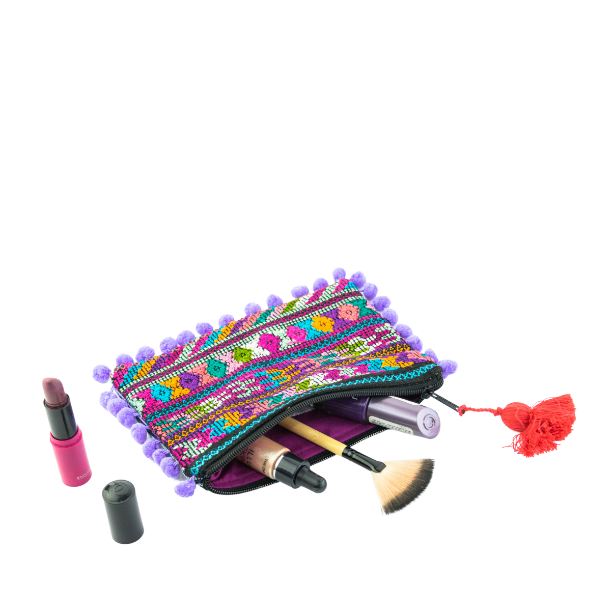 Pom Pom Maya Bag Up-cycled Huipil (Assorted Colors) - Guatemala