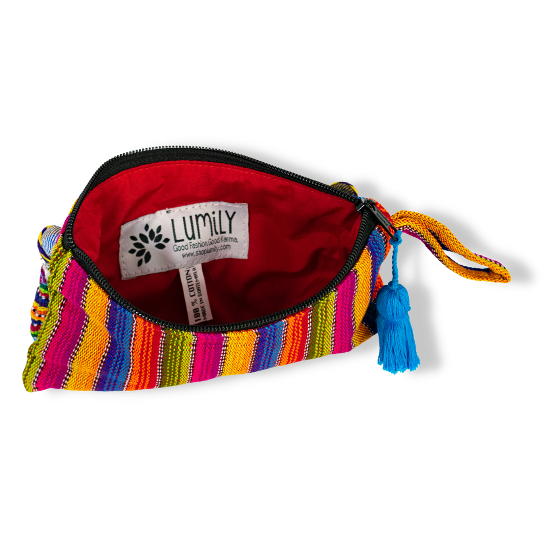 Bolsa multicolor de muñecas quitapenas tejidas - Guatemala