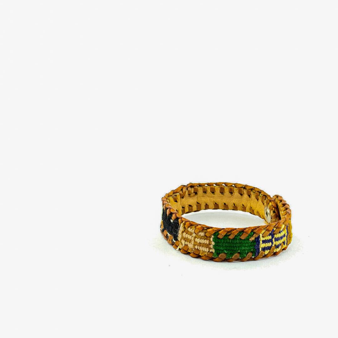 Chula Handmade Fabric & Leather Snap-on Bracelet - Guatemala