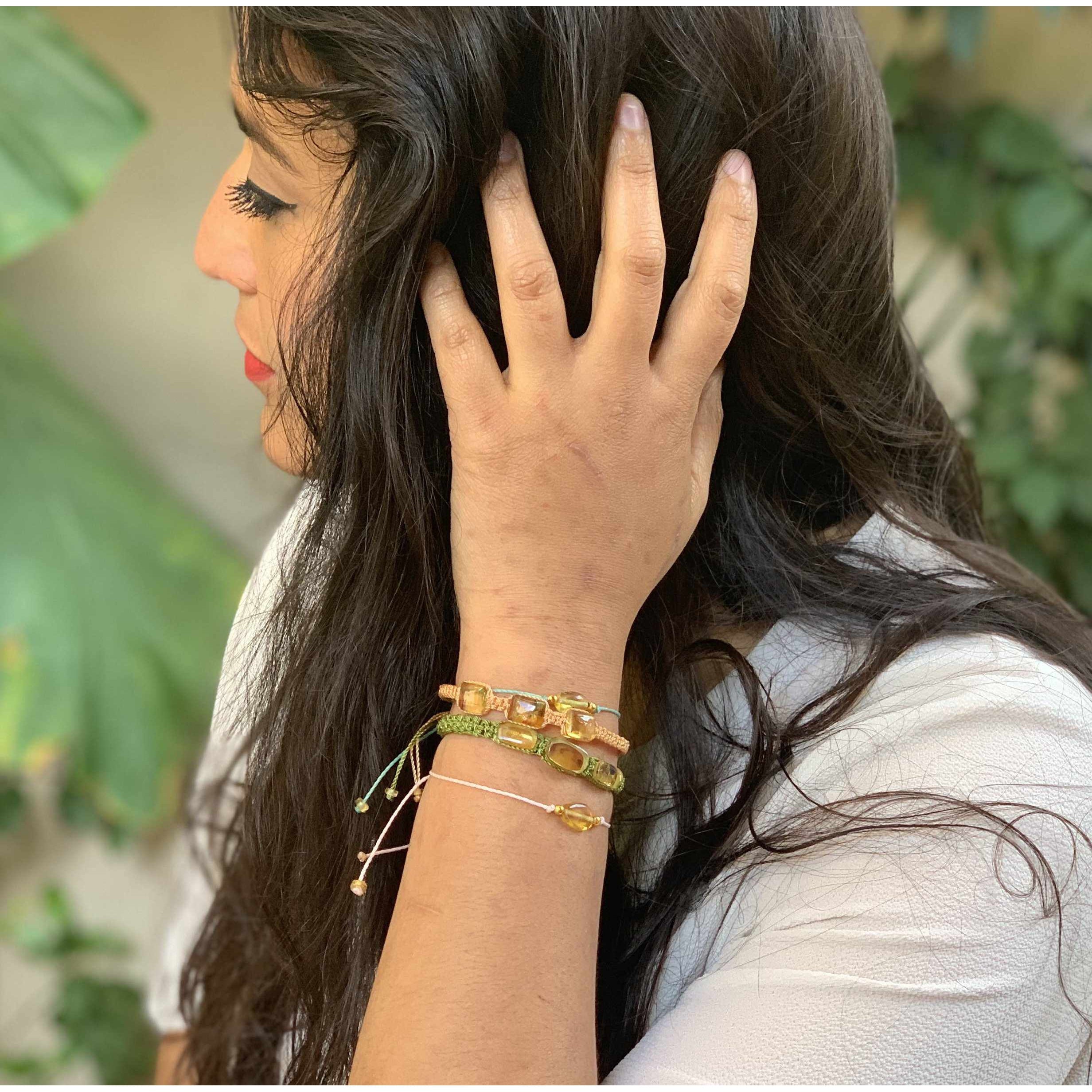 Erika Single Amber Pull String Bracelet - Mexico