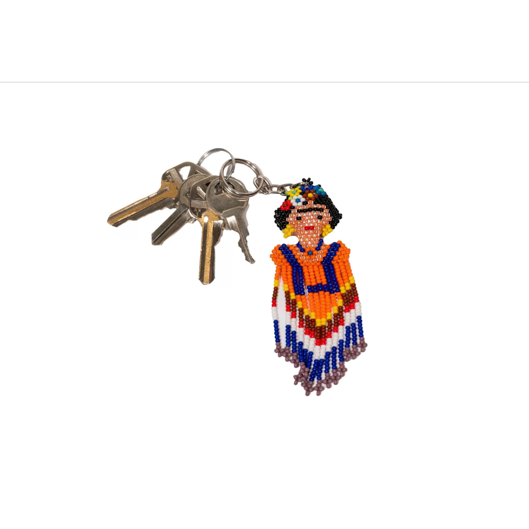 Frida Kahlo Seed Bead Keychain - Guatemala