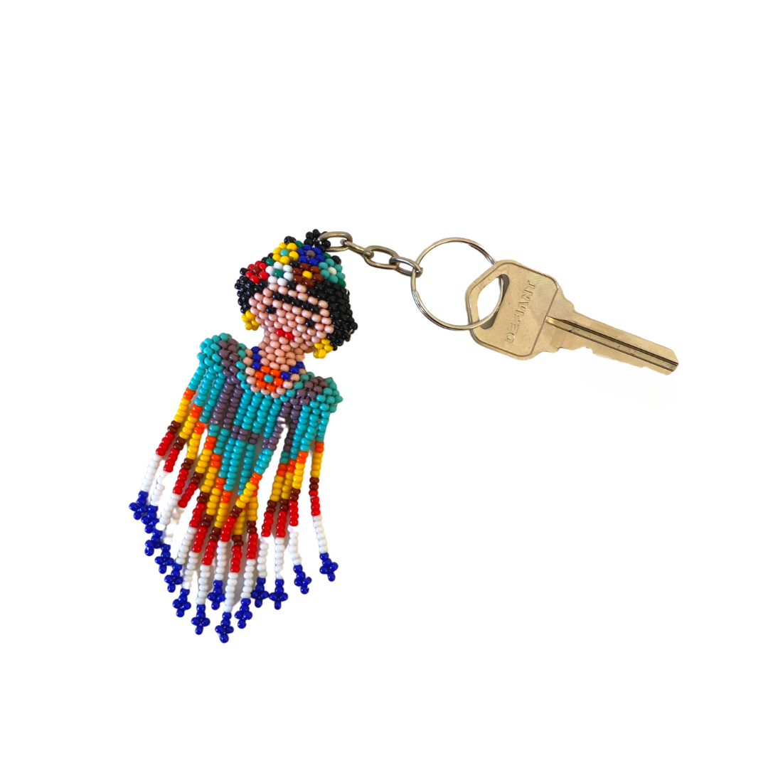 Frida Kahlo Seed Bead Keychain - Guatemala