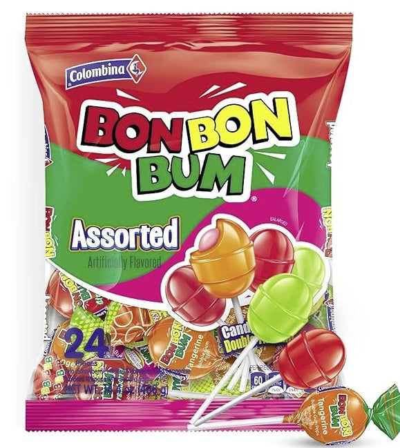 Colombina Bon Bon Bum Assorted Lollipops - 24 Counts