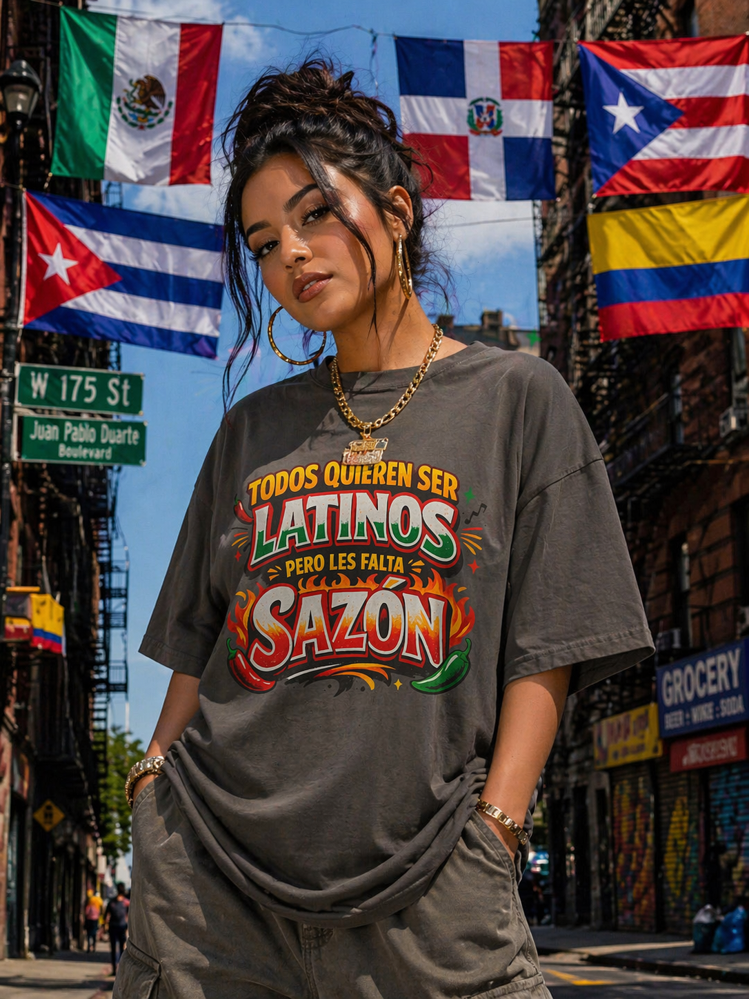 TODOS QUIEREN SER LATINOS PERO LES FALTA SAZÓN T-shirt | Funny Latino Pride Phrase | Heavyweight Cotton