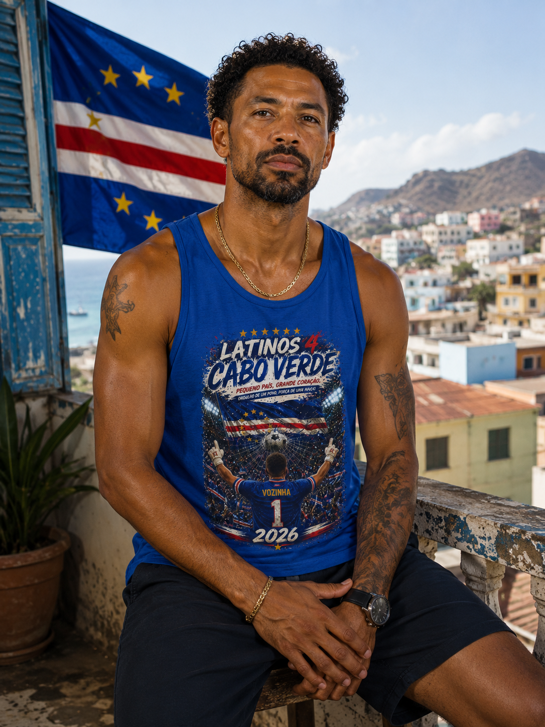 LATINOS 4 CABO VERDE Vozinha Jersey Tanktop | Light Cotton | World Soccer Tournament Viral Latino Tees | 3 COLORS