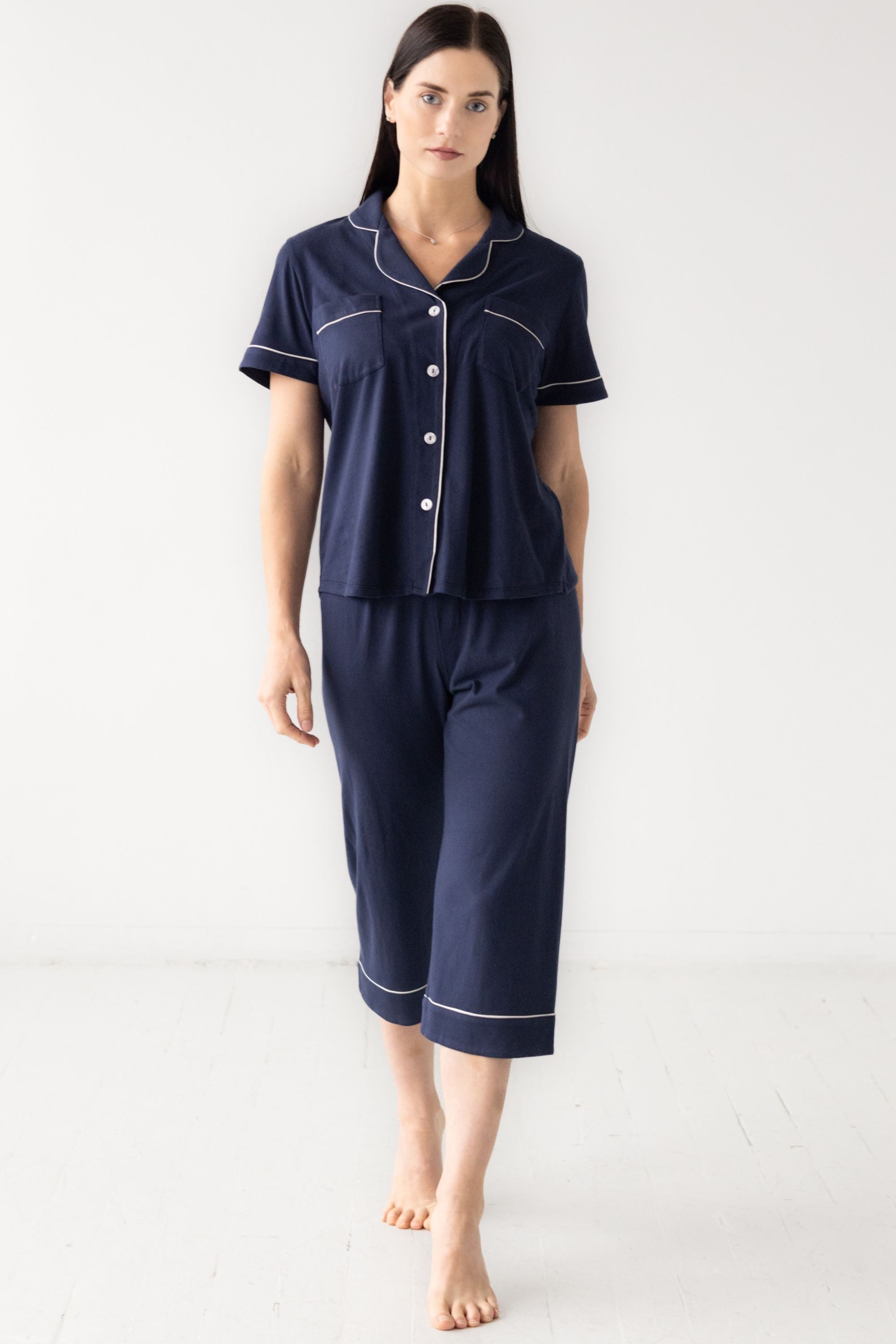 Pijama Capri clásico de lujo en algodón Pima cepillado