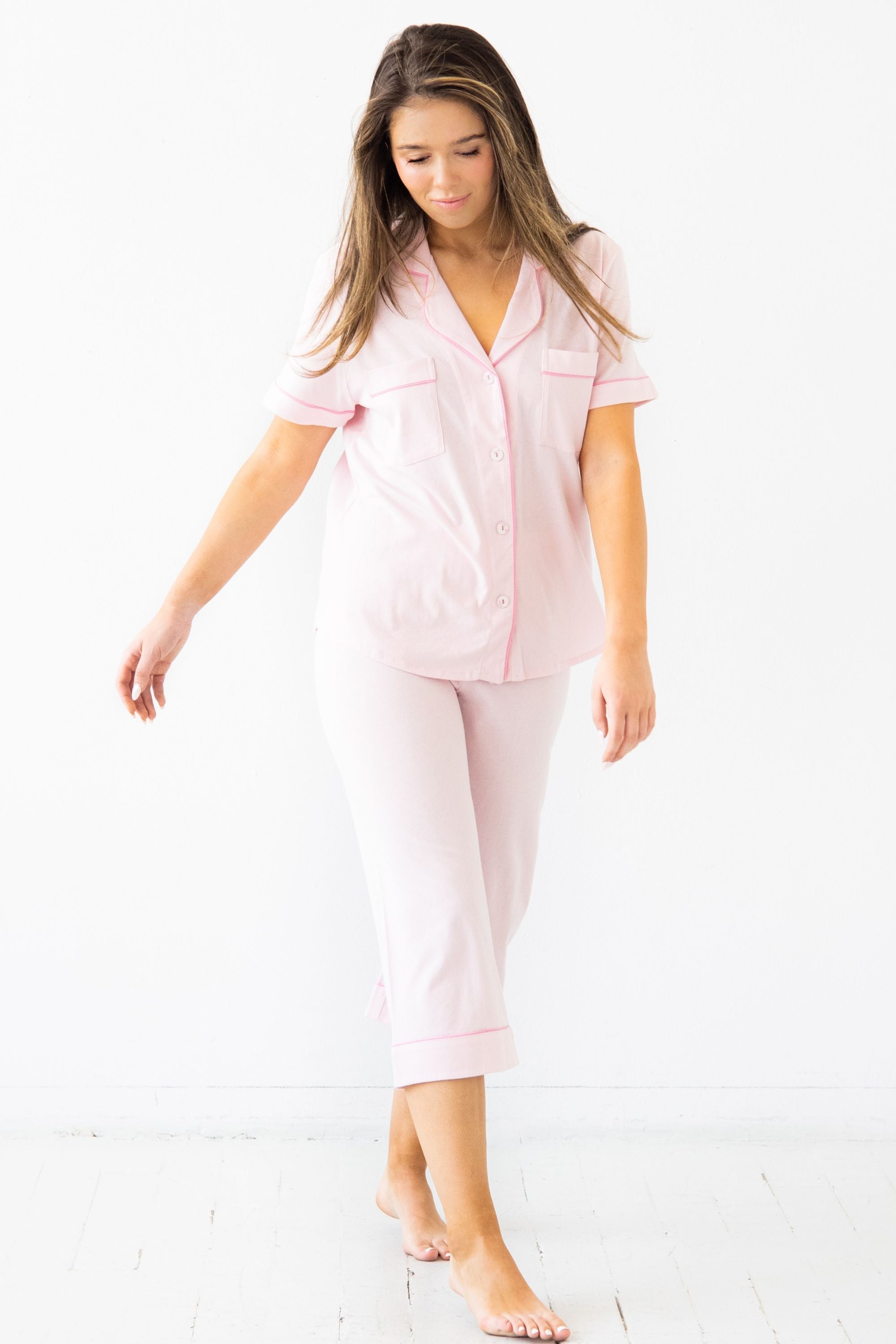 Pijama Capri clásico de lujo en algodón Pima cepillado