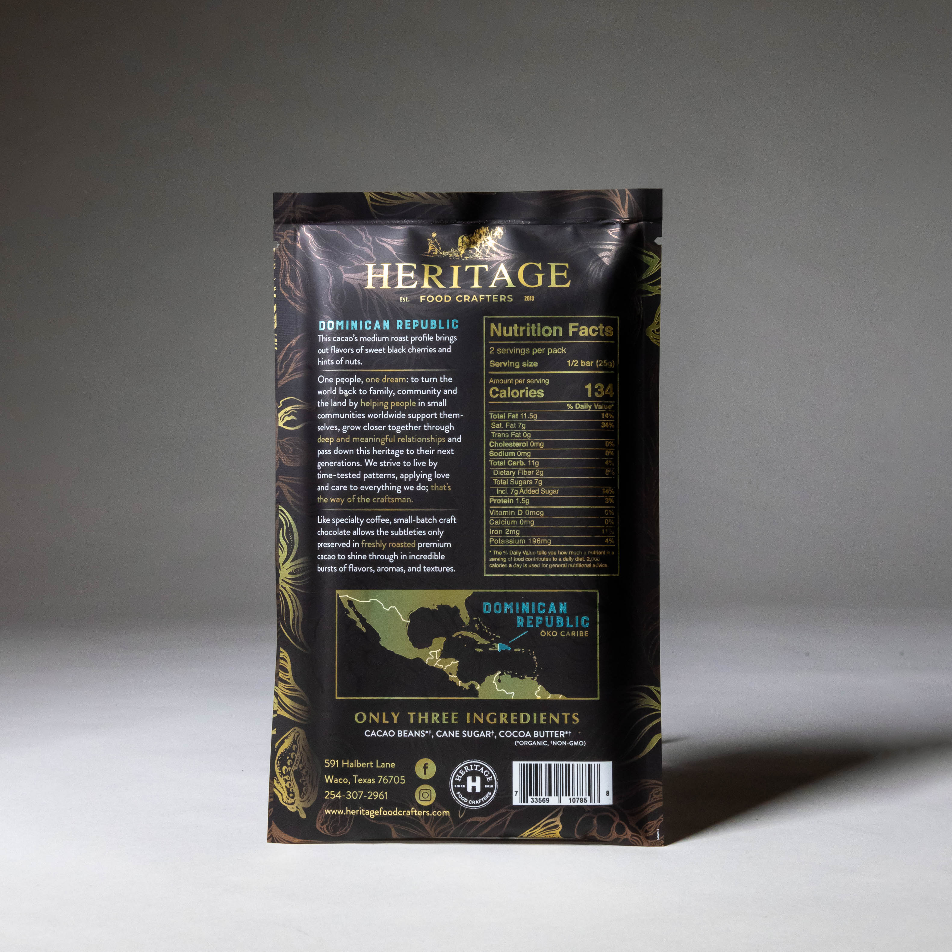 72% Dominican Republic Chocolate Bar 50g