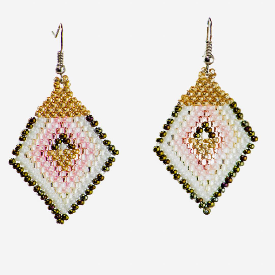 Lily Seed Bead Diamond Earrings - Guatemala