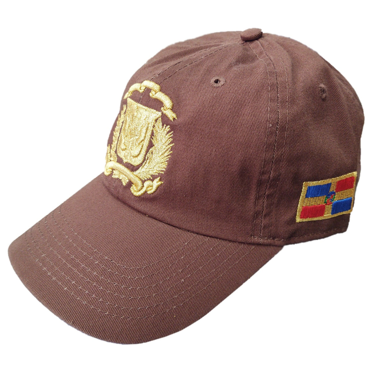 Escudo República Dominicana - Gorra de Papá Marrón/Dorado Metálico