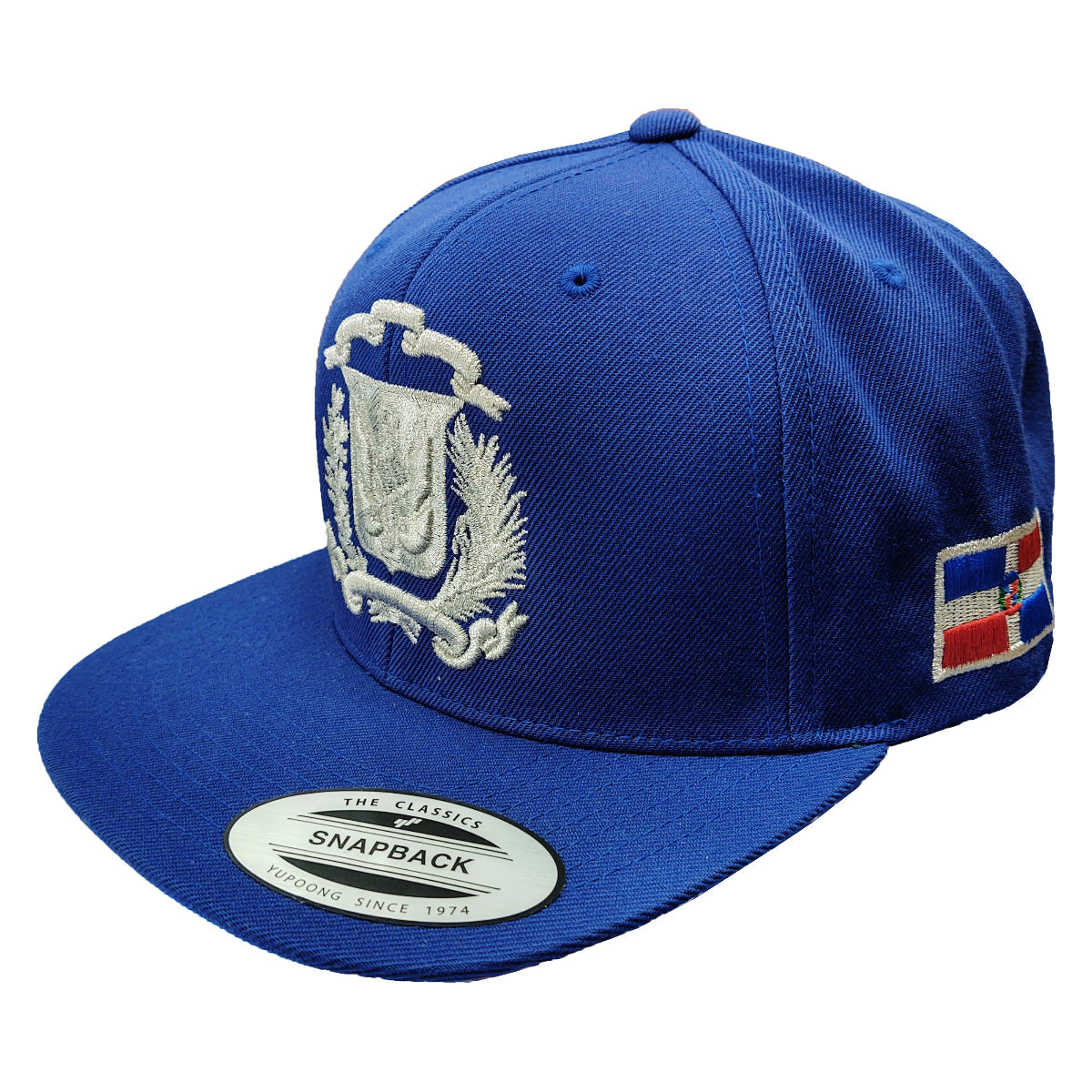 Escudo República Dominicana - Gorra Snapback Royal Dominicana - Gorra Plateada Metálica