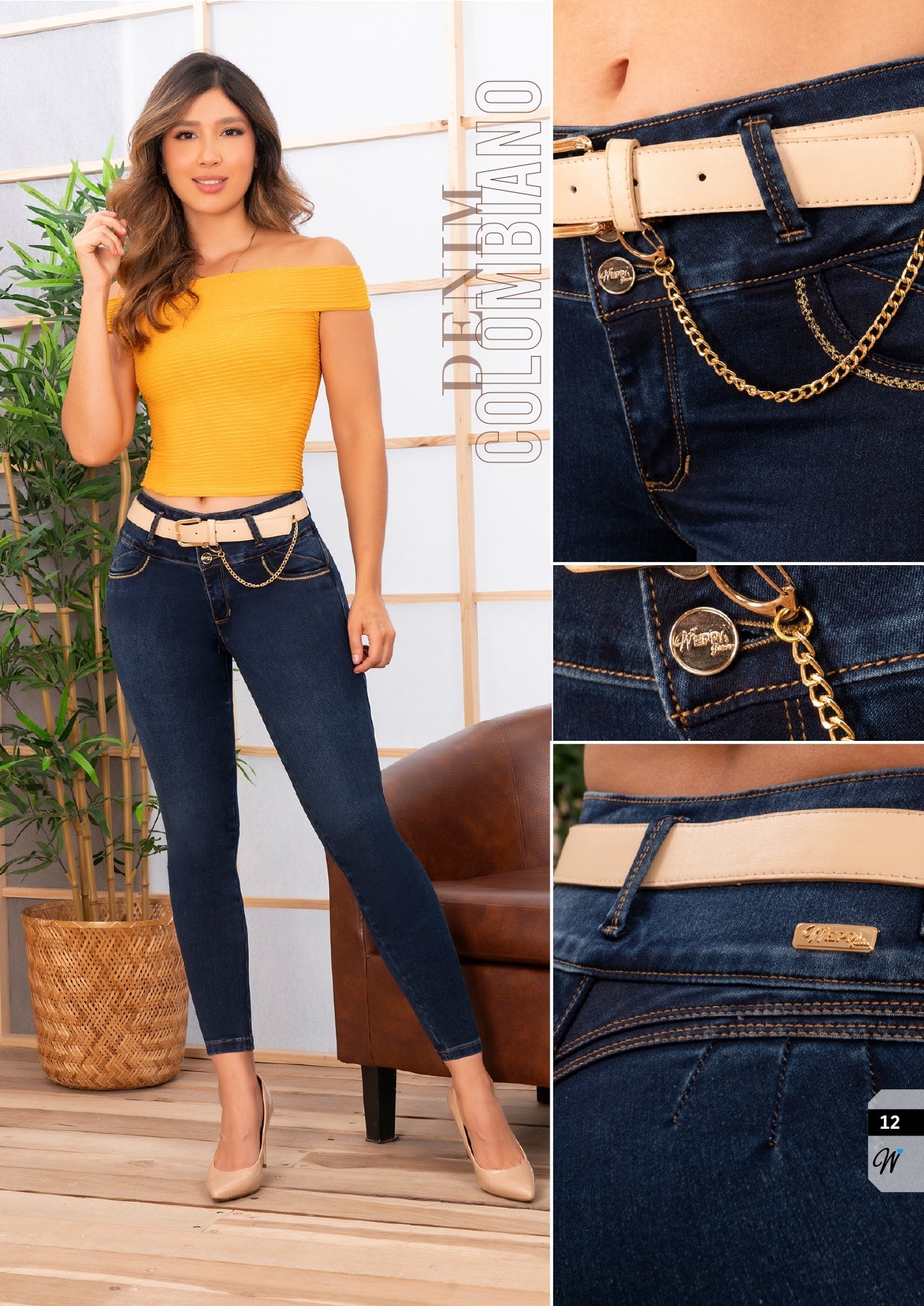 W-321 Jeans Push Up Colombianos Auténticos (Tiro Medio, Pitillo) 100%