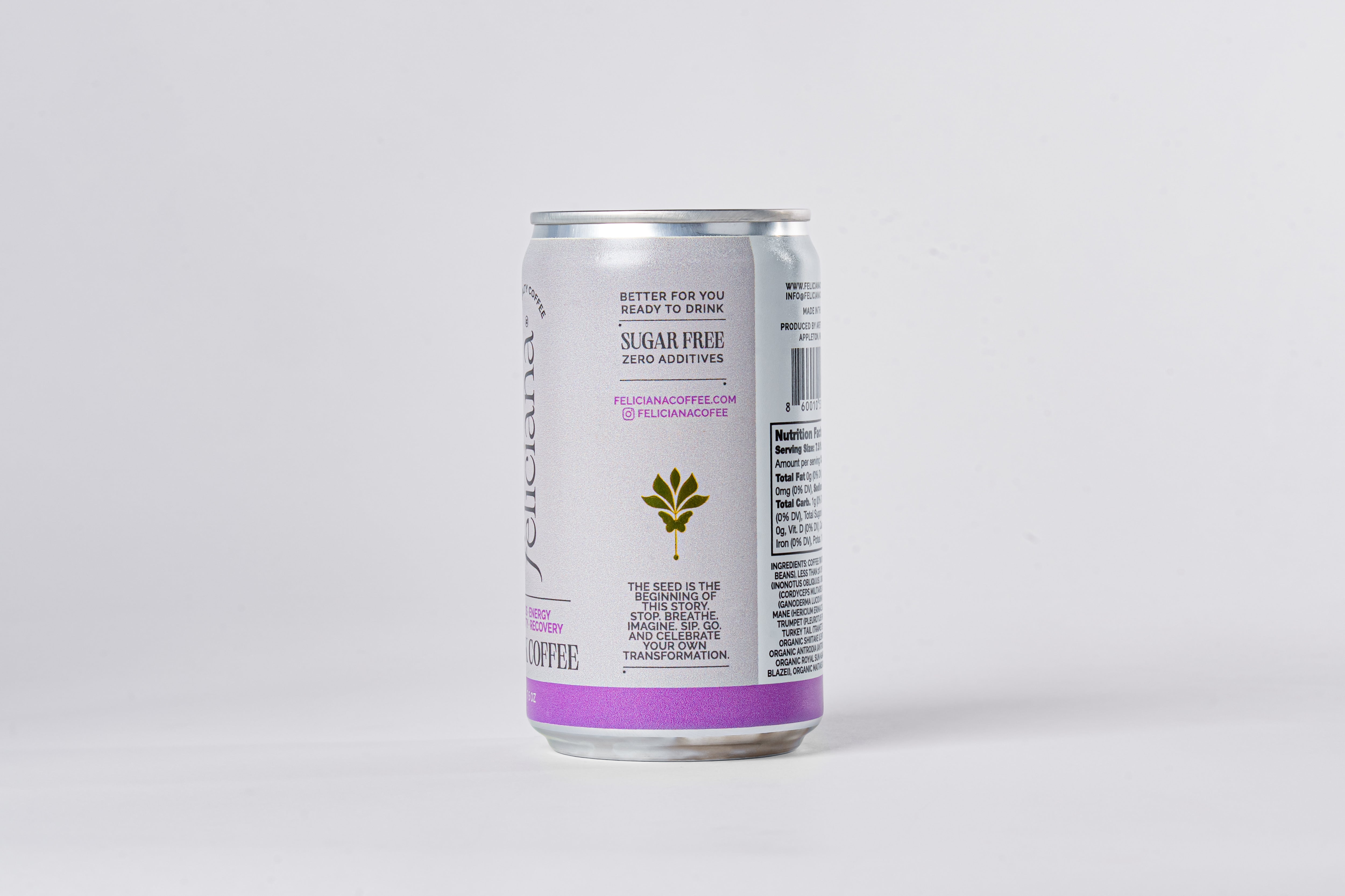 Paquete de 4 cafés negros Focus Energy enlatados con 10 hongos adaptógenos (7.5 oz)