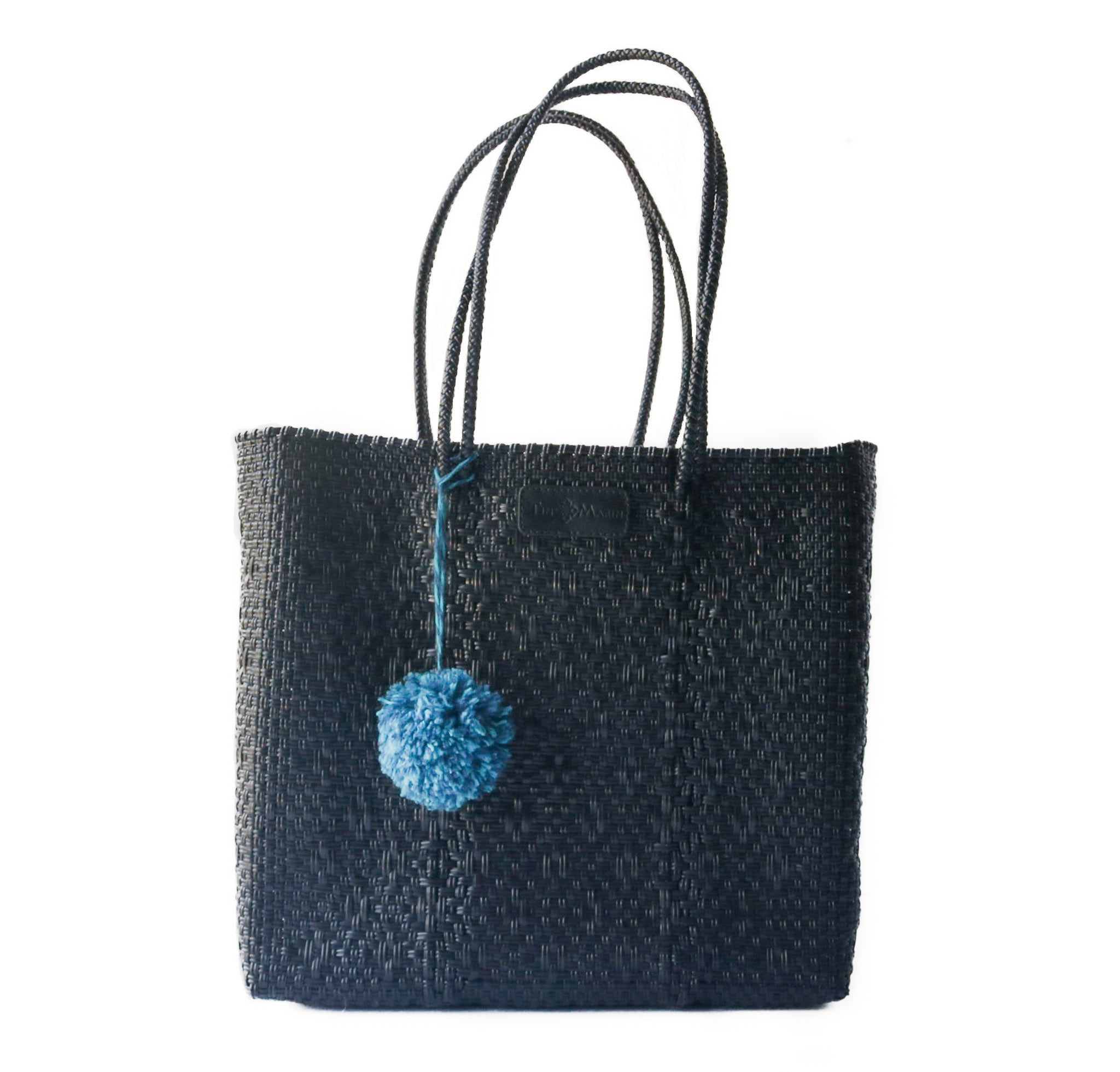 Bolso de mano de mimbre negro