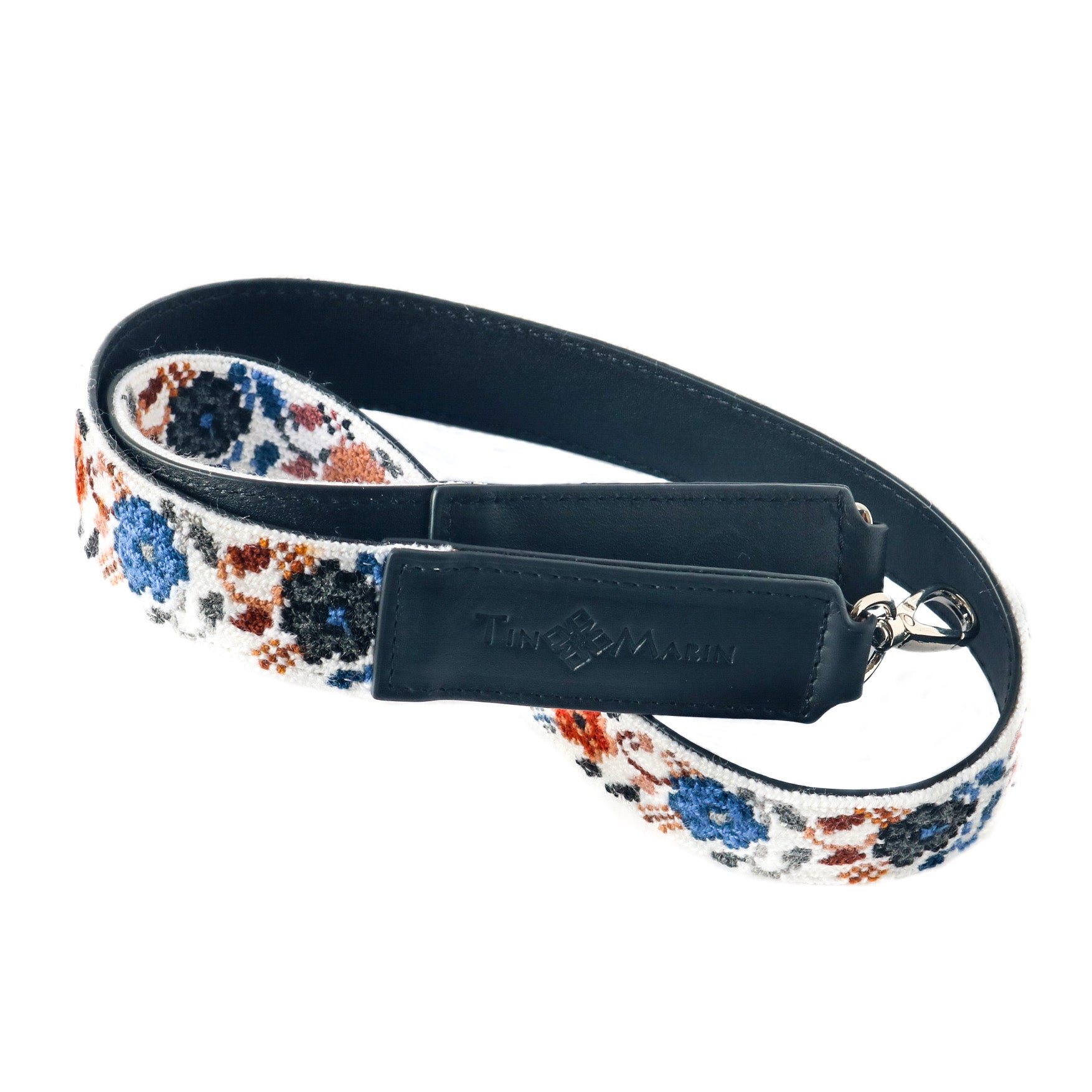 Correa de Bolso Tejida Mai - Flores con Cuero