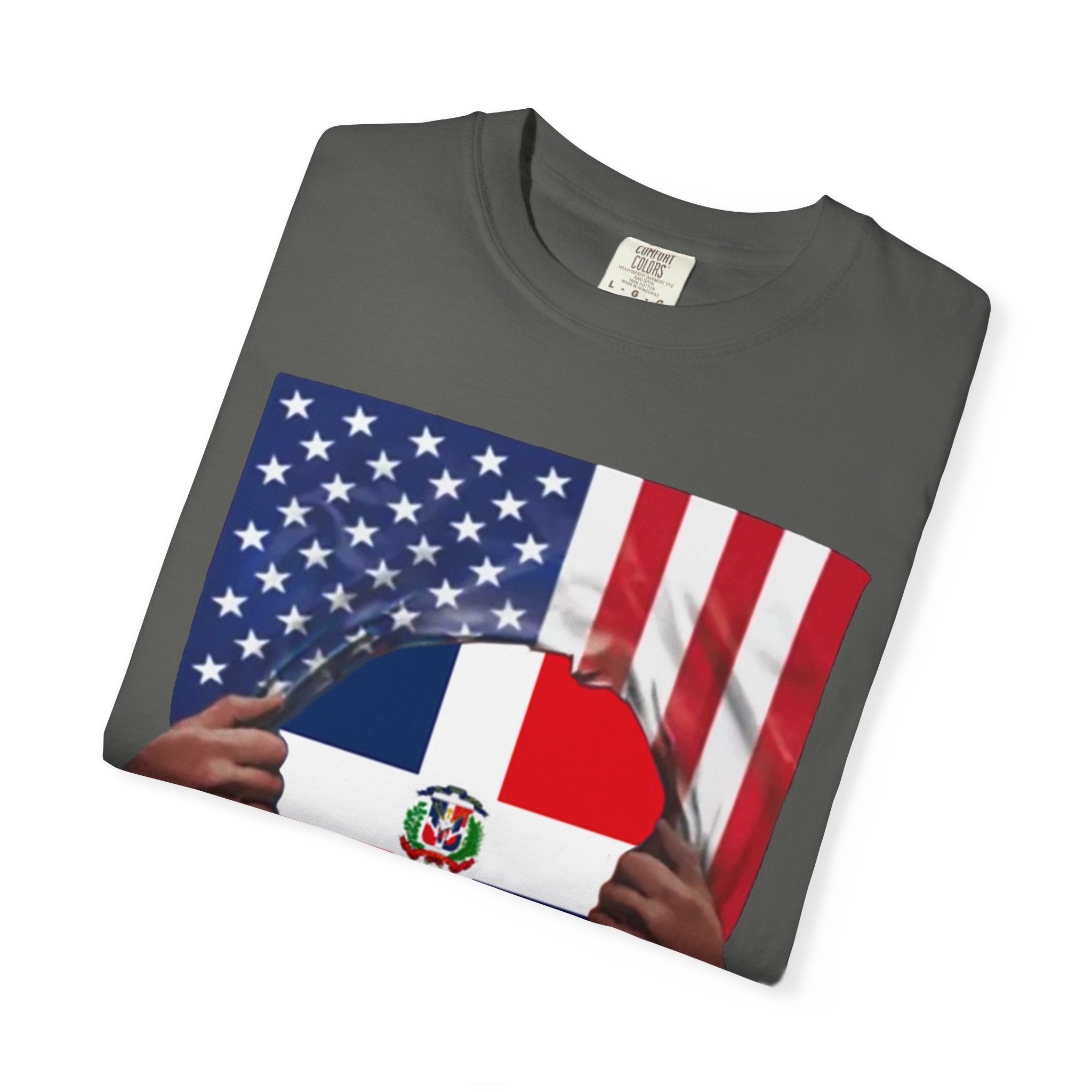Bandera de República Dominicana + Bandera de EE. UU. Camiseta del Orgullo | Orgullo Dominicano + Americano 4 de Julio | Camisetas Latinas Virales Divertidas | Unisex