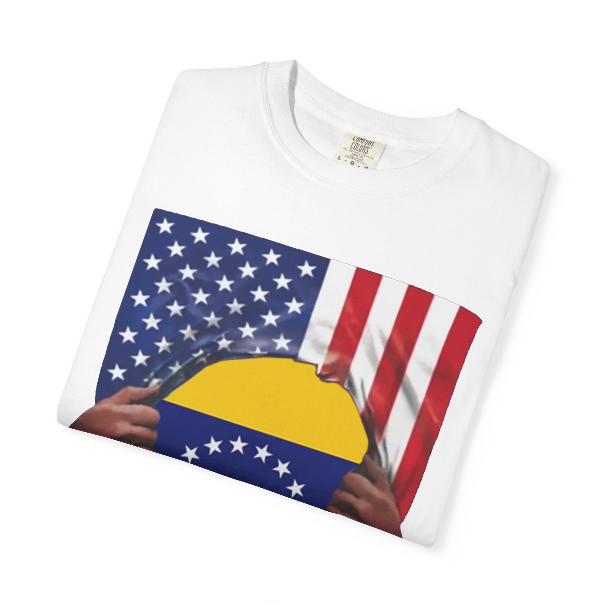 Venezuela Flag + USA Flag Pride T-shirt | Venezuelan + American Flag Rip 4th Of July | Funny Viral Latino Tees | Unisex - 4 Colors