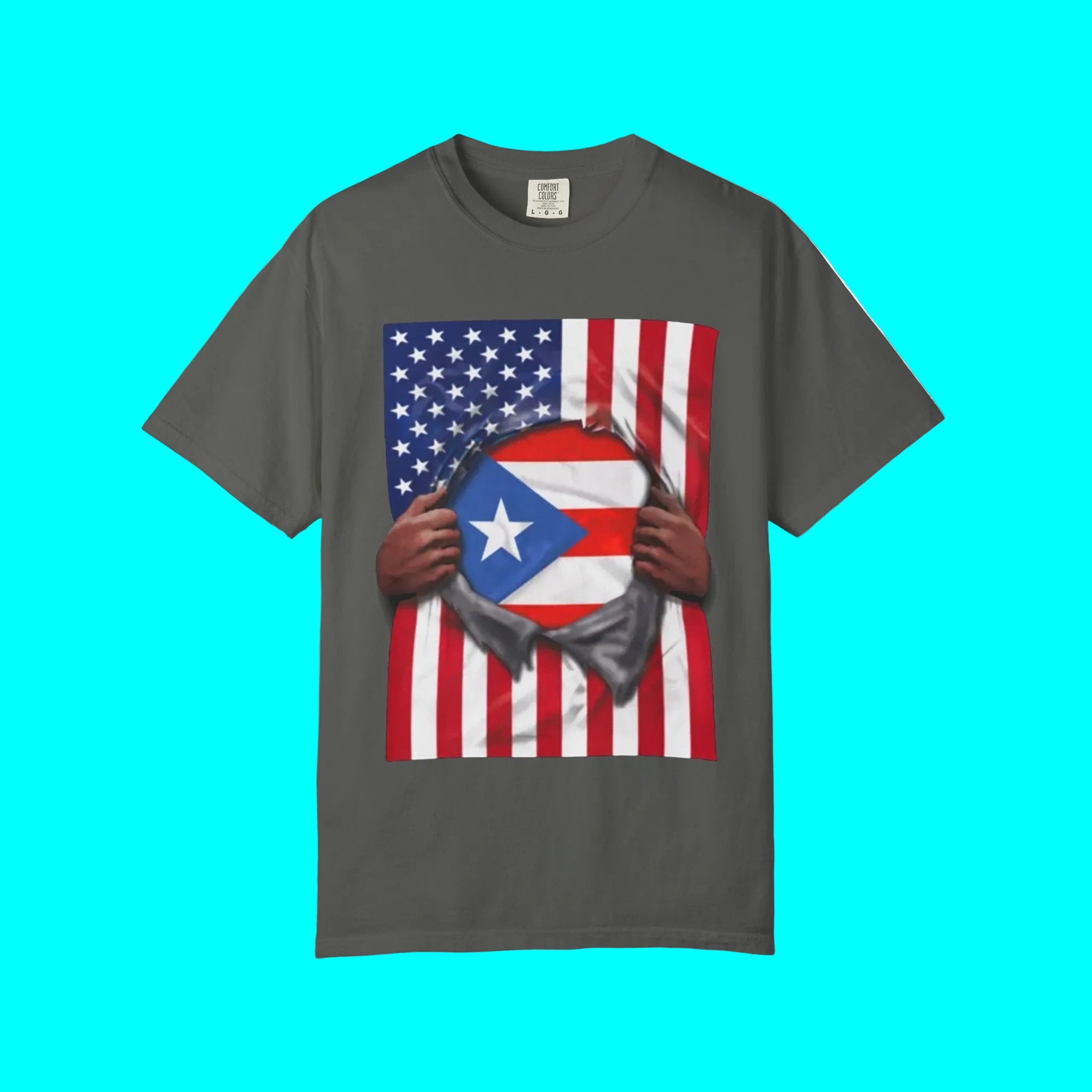 Camiseta Orgullo Bandera de Puerto Rico + Bandera de EE. UU. | Orgullo Puertorriqueño + Americano 4 de Julio | Camisetas Latinas Virales Divertidas | Unisex - 4 Colores