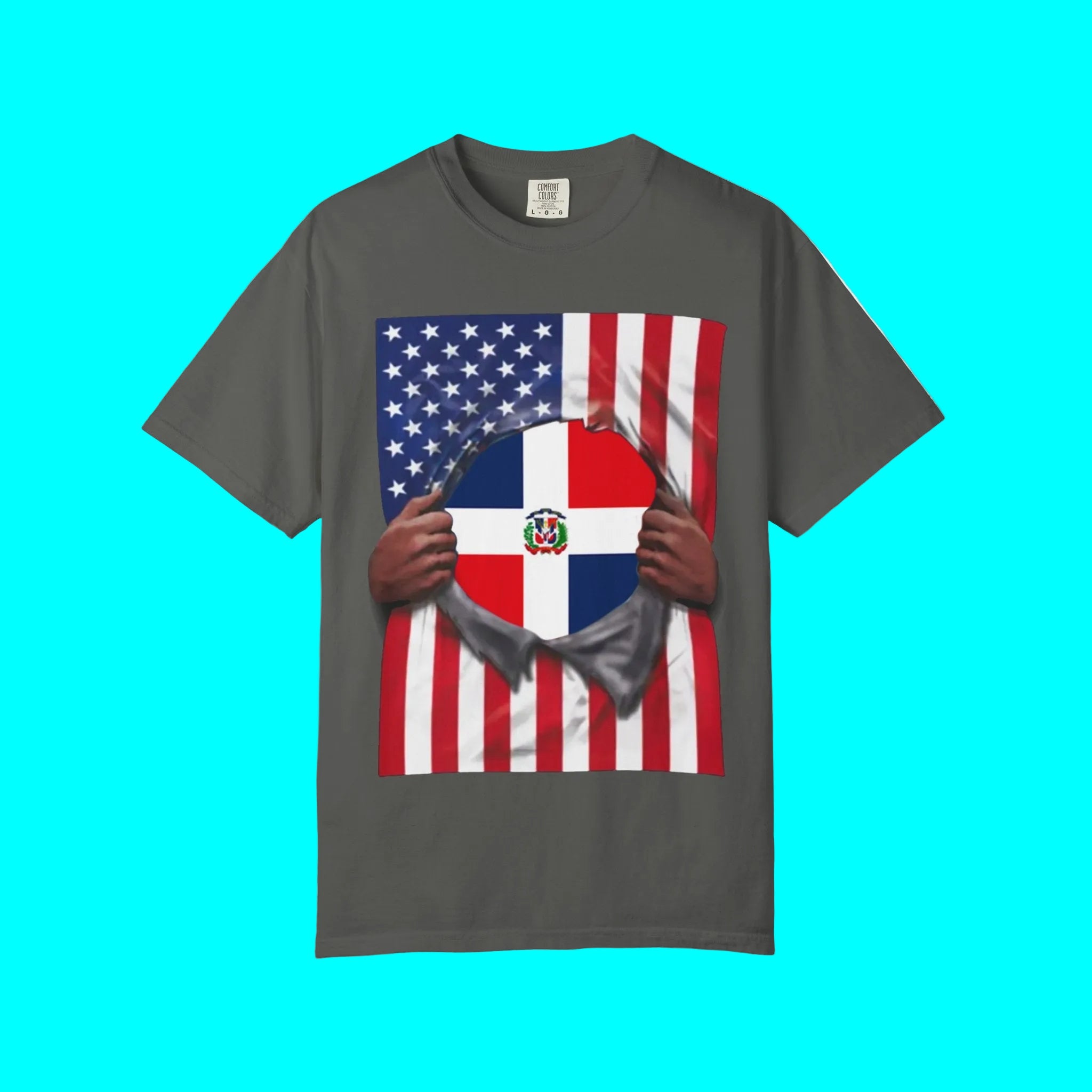 Bandera de República Dominicana + Bandera de EE. UU. Camiseta del Orgullo | Orgullo Dominicano + Americano 4 de Julio | Camisetas Latinas Virales Divertidas | Unisex