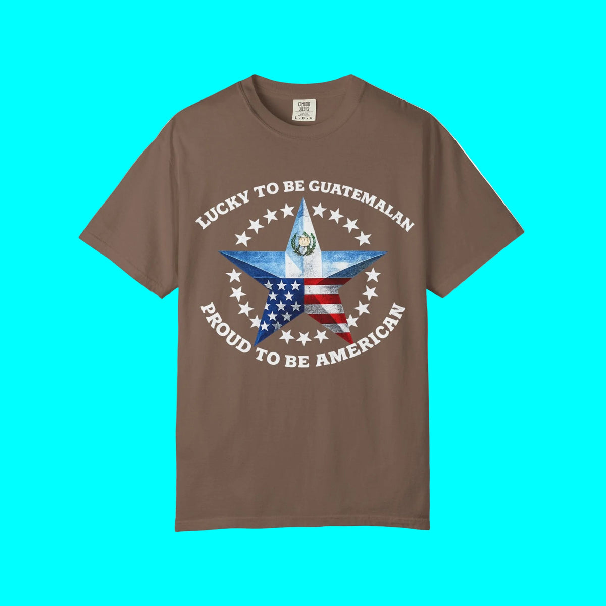Lucky To Be Guatemalan, Proud To Be American T-shirt | Guatemala USA Funny Latino Tees | Heavyweight Cotton