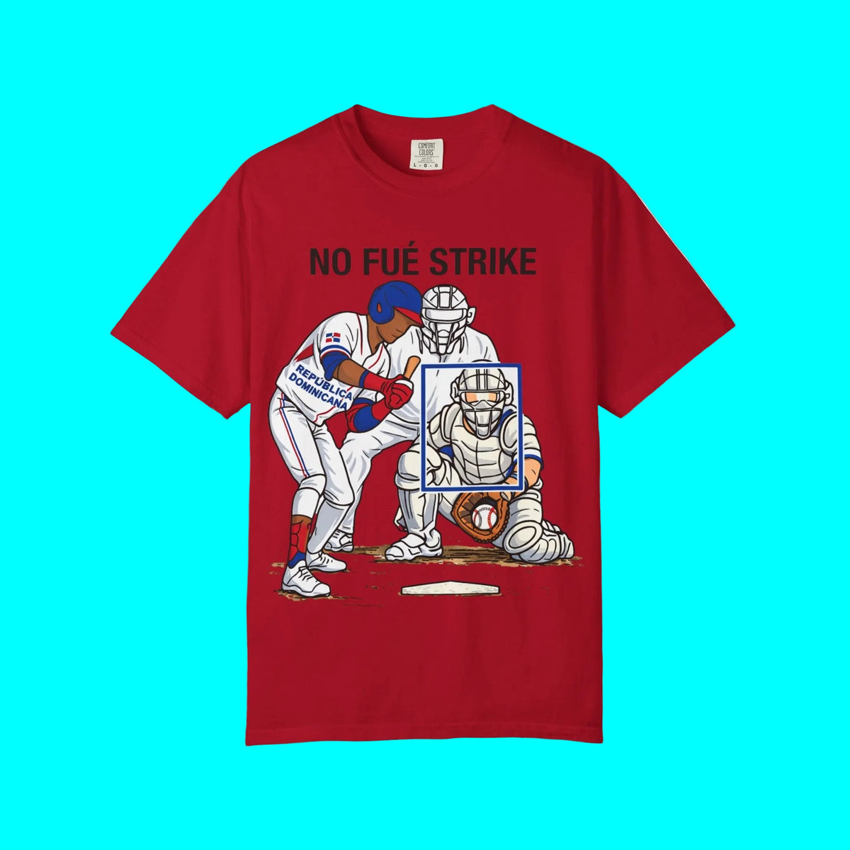 NO FUÉ STRIKE, Team Dominican Republic vs USA Baseball T-shirt | Platano Power Classic Funny Latino Tees | Heavyweight Cotton
