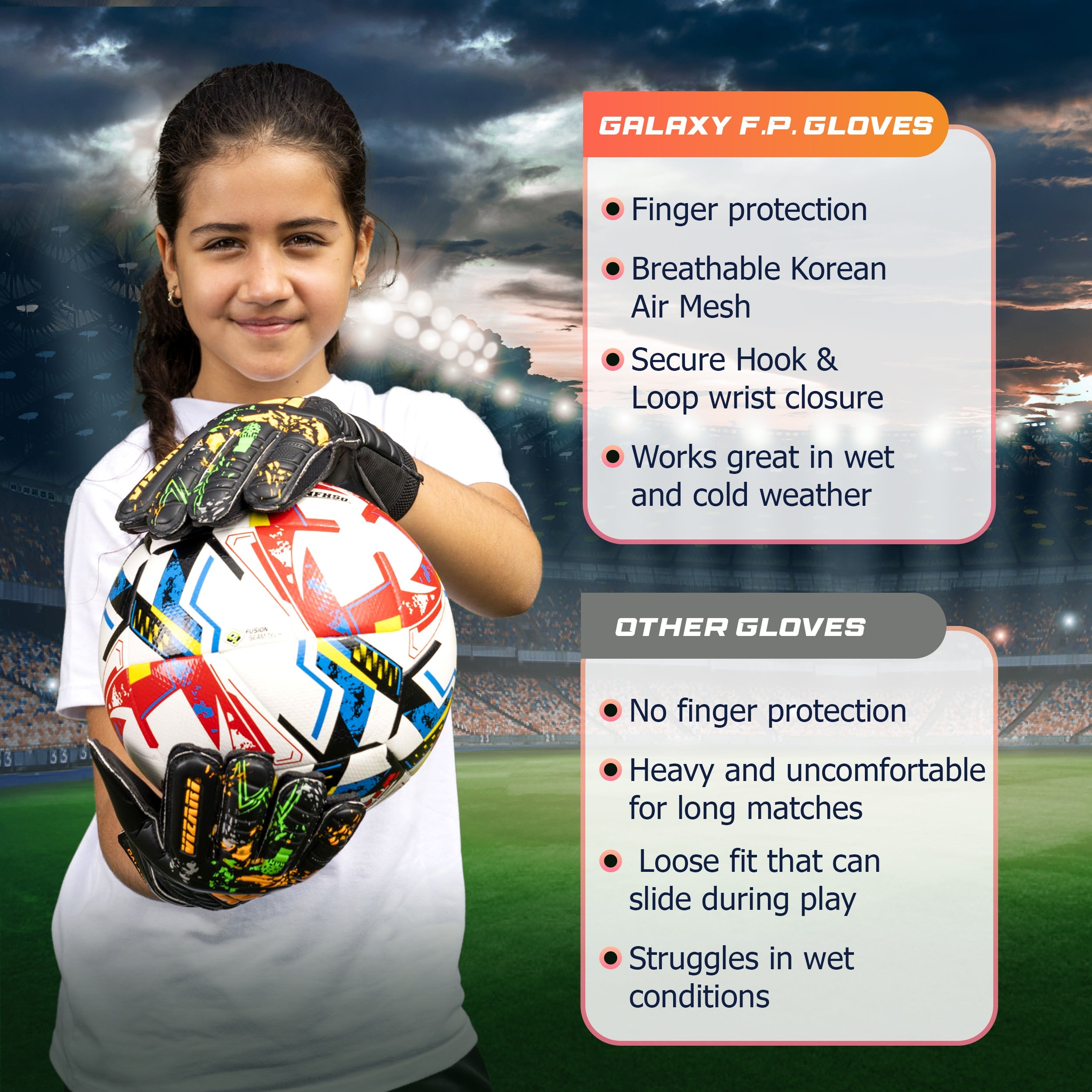 Galaxy F.P. Goalkeeping Glove-Black/Orange