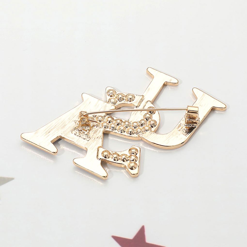 Stone Paved Enamel USA Pin Brooch
