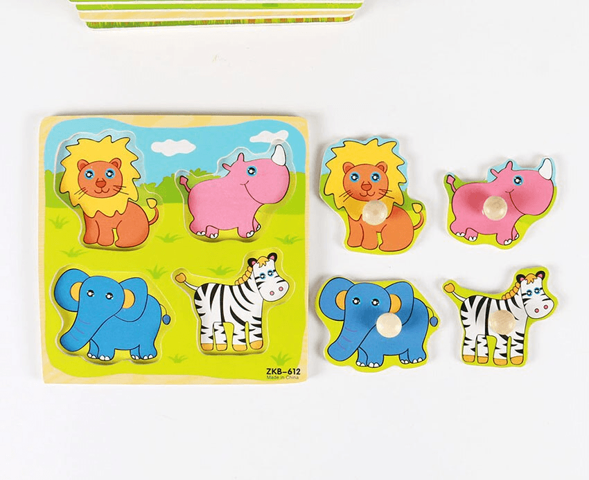 New Hand Grab Board Wooden Puzzle Toys for Children Cartoon Animal Fruit Kids Baby Early Educational Learning Toy