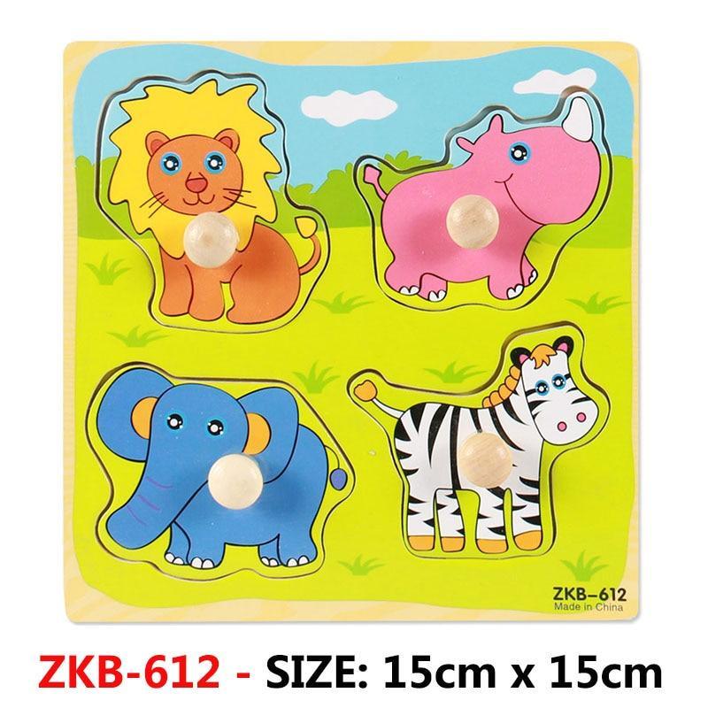 New Hand Grab Board Wooden Puzzle Toys for Children Cartoon Animal Fruit Kids Baby Early Educational Learning Toy