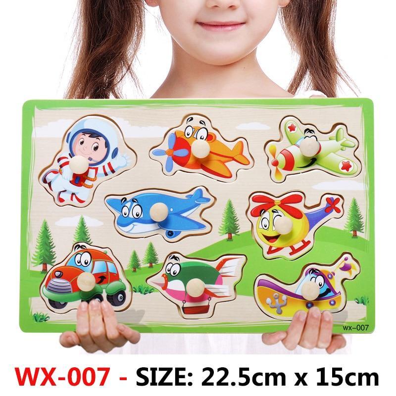 New Hand Grab Board Wooden Puzzle Toys for Children Cartoon Animal Fruit Kids Baby Early Educational Learning Toy