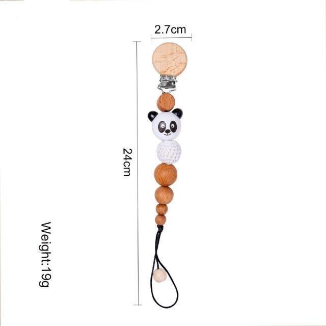 Modern Handmade Pacifier Chain Baby Teething Chains Crochet Rabbit Panda Beads Wooden Clips Wood Tiny Rod For Kids