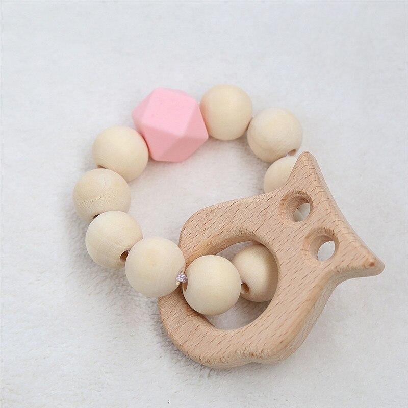 Modern Baby Silicone Wooden Nursing Bracelets Wood Teether Silicone Beads Teething Wood Rattles Toys for Baby