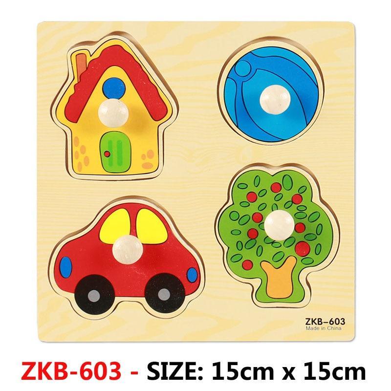 New Hand Grab Board Wooden Puzzle Toys for Children Cartoon Animal Fruit Kids Baby Early Educational Learning Toy