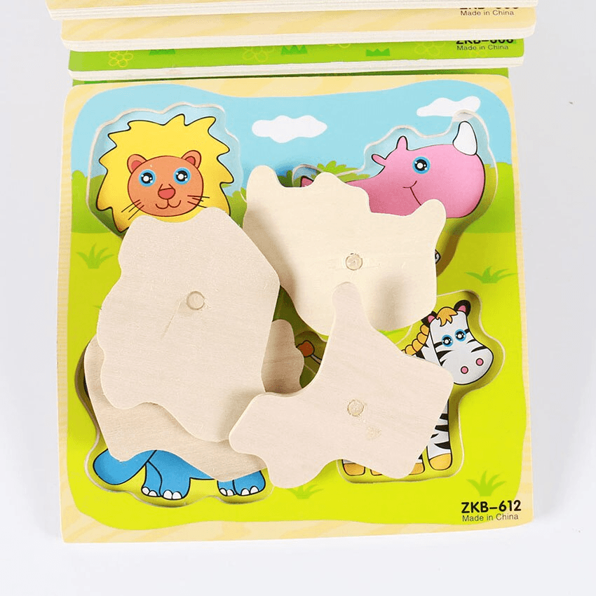 New Hand Grab Board Wooden Puzzle Toys for Children Cartoon Animal Fruit Kids Baby Early Educational Learning Toy