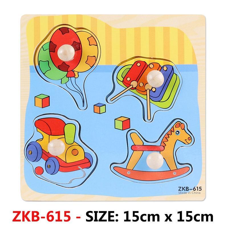 New Hand Grab Board Wooden Puzzle Toys for Children Cartoon Animal Fruit Kids Baby Early Educational Learning Toy
