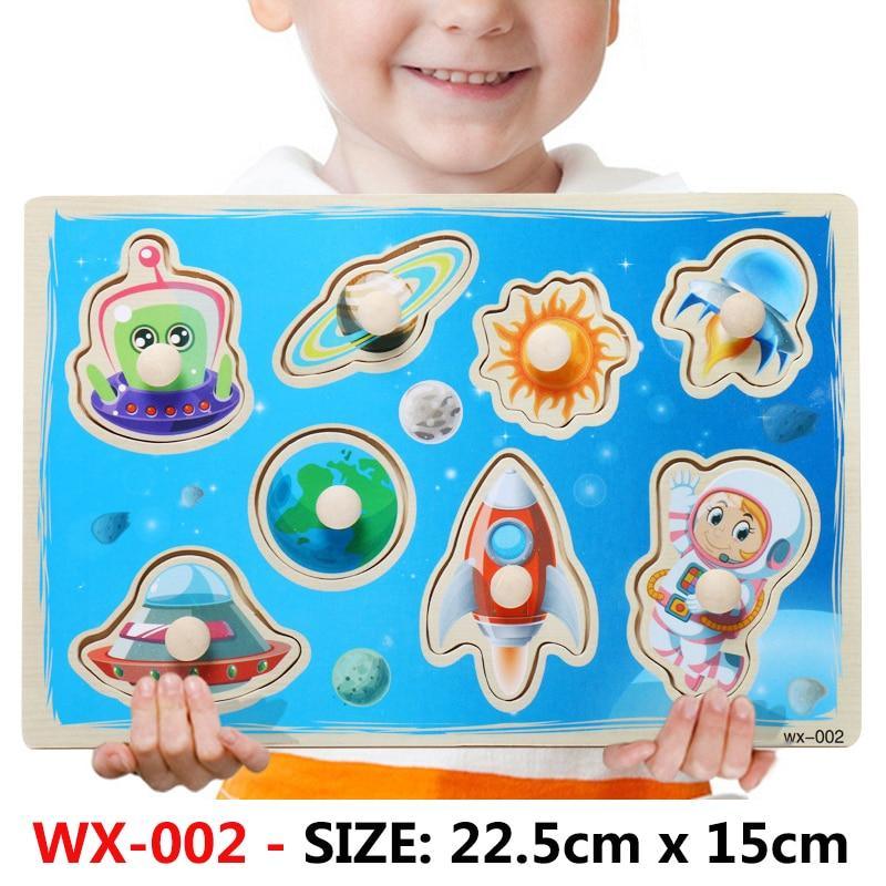 New Hand Grab Board Wooden Puzzle Toys for Children Cartoon Animal Fruit Kids Baby Early Educational Learning Toy