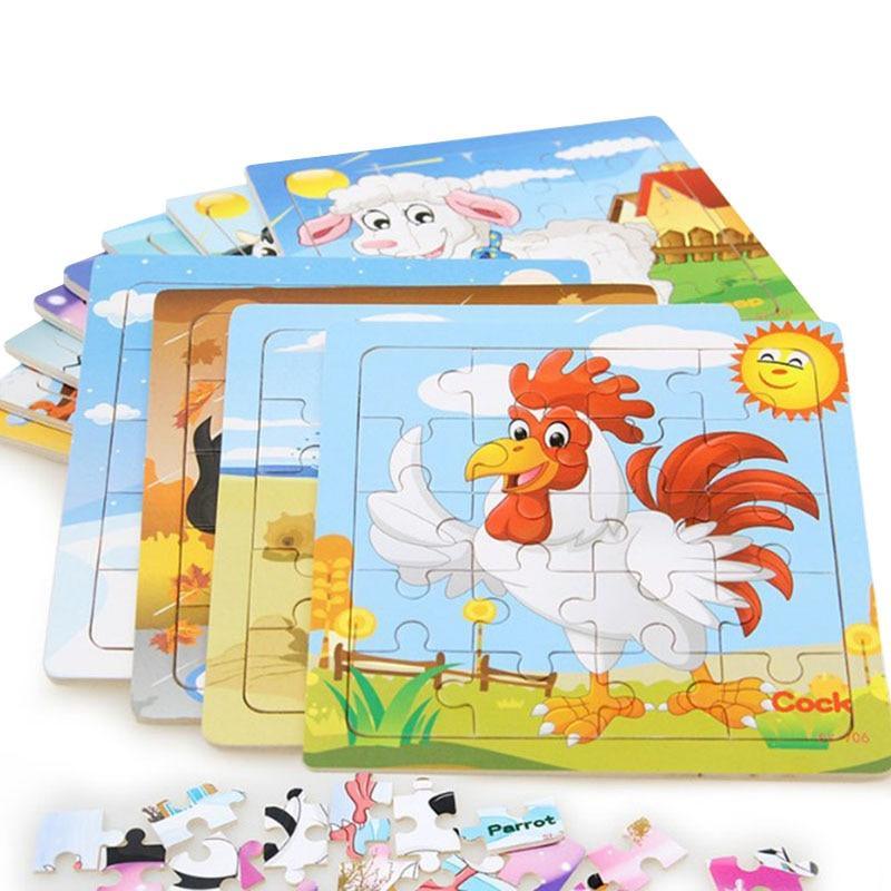 38 Style Cartoon Wooden Puzzle Children Animal/ Vehicle Toy For 2-6 Year Baby Early Educational Toys for Kids
