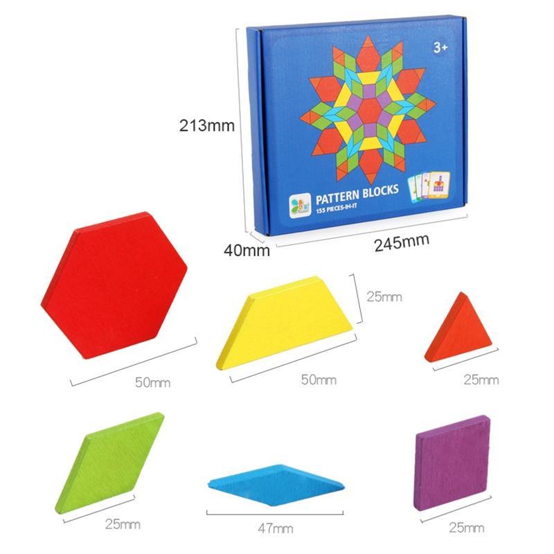 155pcs Wooden Puzzle Board Set Colorful Baby Educational Toys for Children Learning Developing Toy For Kids Puzzle