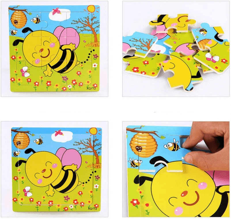 1 Pcs Animal Wooden Puzzles For Children In Wooden 3D Mosaic Puzzles Kids Educational Toys Design For Baby Birthday Gifts