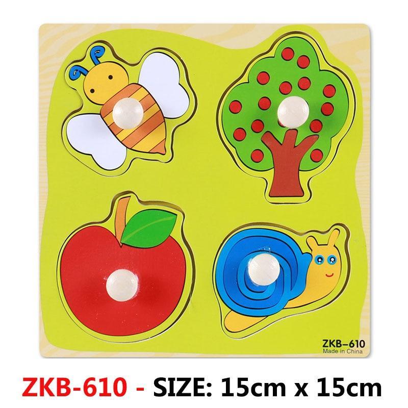 New Hand Grab Board Wooden Puzzle Toys for Children Cartoon Animal Fruit Kids Baby Early Educational Learning Toy
