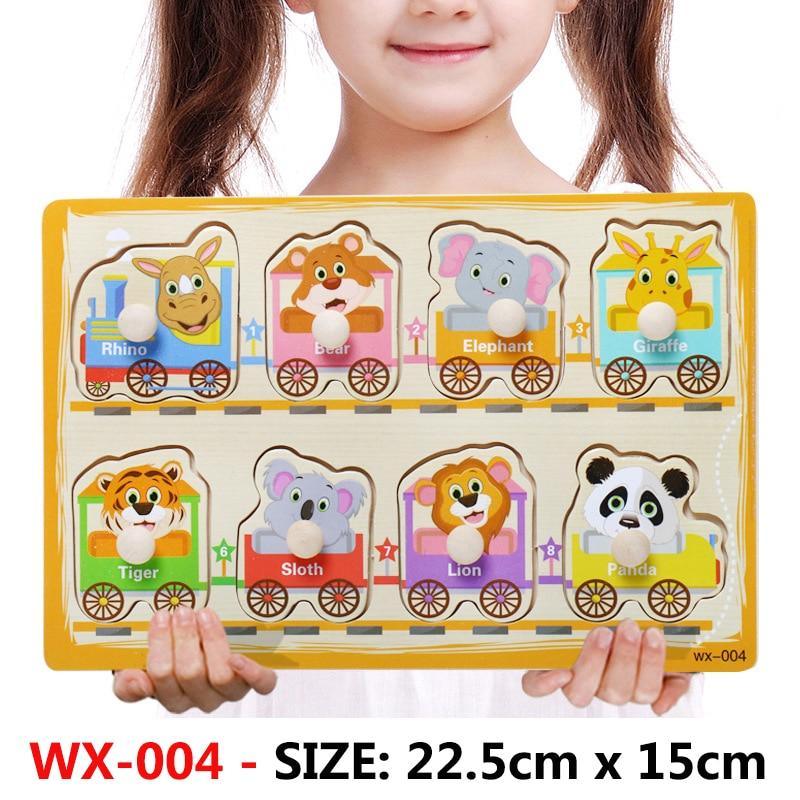 New Hand Grab Board Wooden Puzzle Toys for Children Cartoon Animal Fruit Kids Baby Early Educational Learning Toy