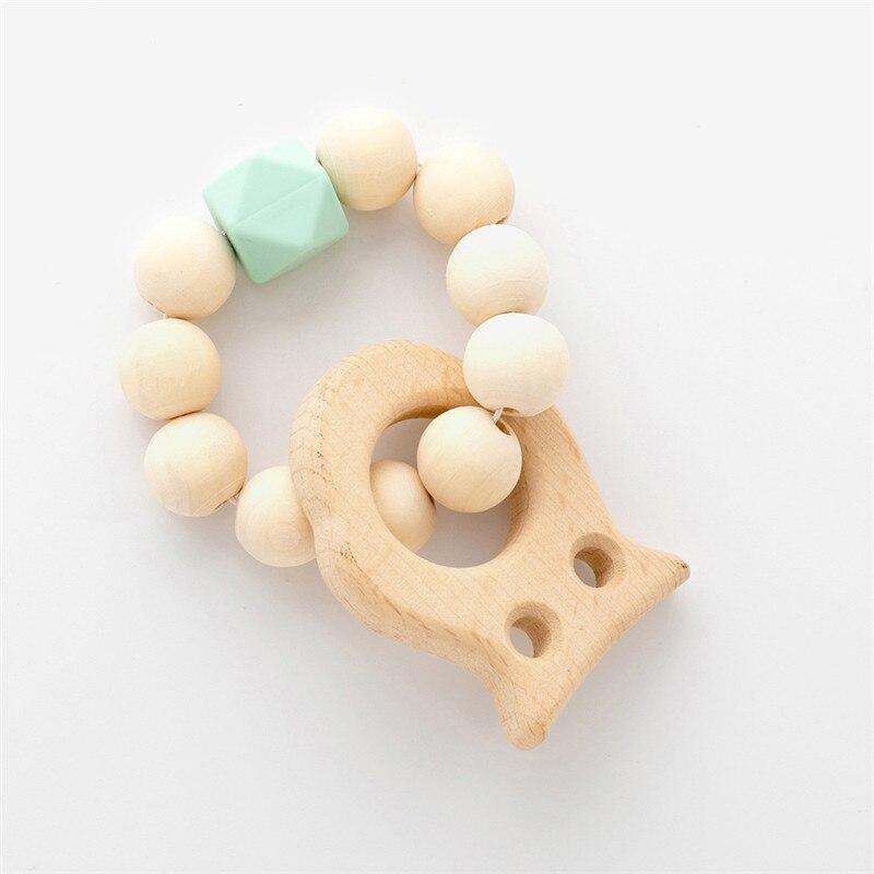Modern Baby Silicone Wooden Nursing Bracelets Wood Teether Silicone Beads Teething Wood Rattles Toys for Baby