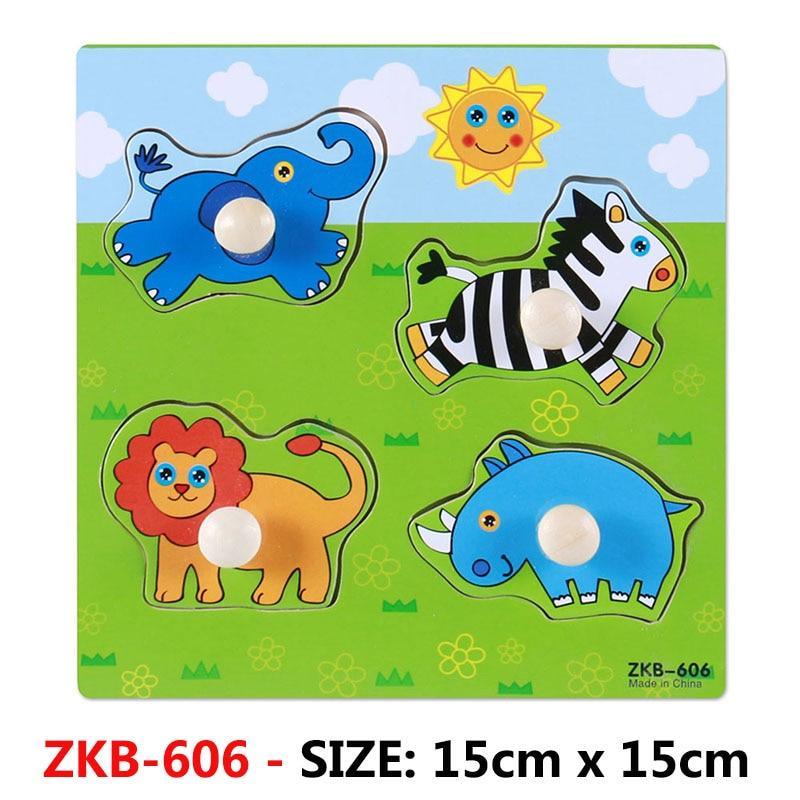 New Hand Grab Board Wooden Puzzle Toys for Children Cartoon Animal Fruit Kids Baby Early Educational Learning Toy