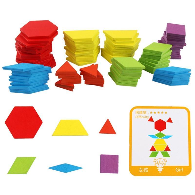155pcs Wooden Puzzle Board Set Colorful Baby Educational Toys for Children Learning Developing Toy For Kids Puzzle
